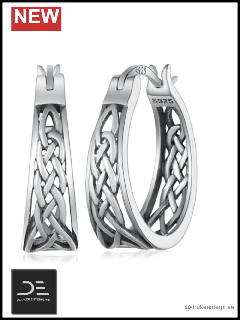 Celtic Knot Hoop Earrings 925 Sterling Silver Irish Jewelry Gift for Women